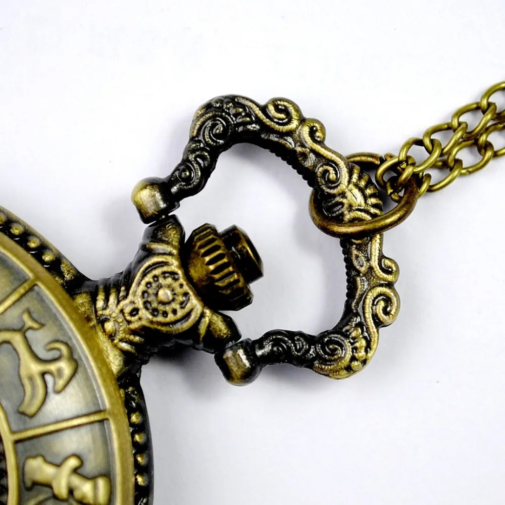8093Unique  Copper Zodiac Hollow Pierce Pocket Map Australia Design Fob Watch Casual Men And Women Gift Chain