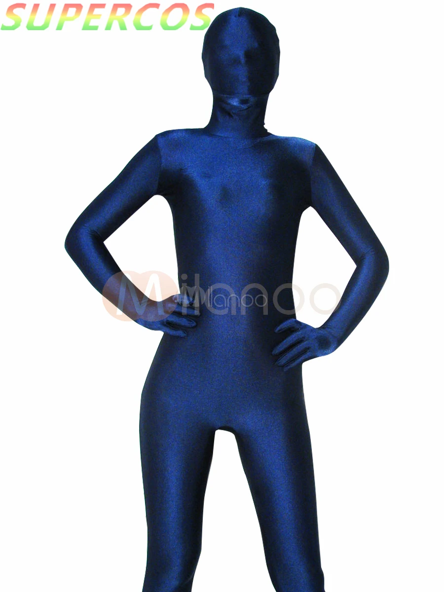 Hoge kwaliteit halloween carnaval party diepe blauw spandex zentai pak