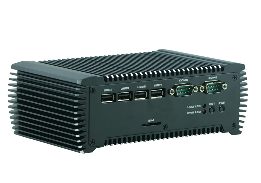 Industriële computer Bay Trail platform Quad Core N2930 Embedded Fanless Binnenboord 4G geheugen 6 * COM