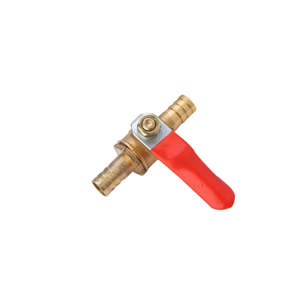 red handle small Valve 6mm-12mm Hose Barb Inline Brass Water Oil Air Gas Fuel Line Shutoff Ball Valve Pipe Fittings