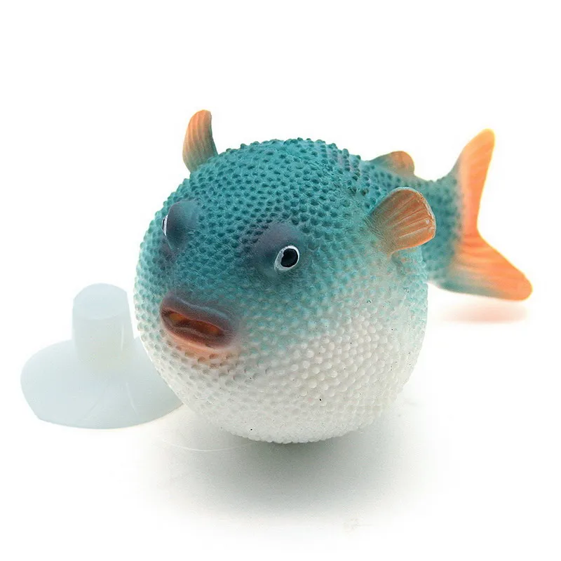 3 color Artificial Small Cute Glowing Globefish Aquarium Ornaments Balloonfish Puffer Fish Decoration With Suck Cup