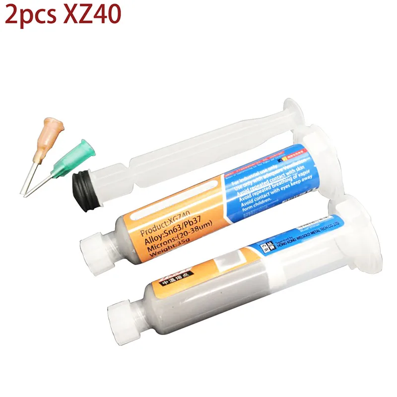 2pcs/lot Needle Shaped Xg-z40 Solder Paste Flux Sn63/Pb37 25-45um Syringe to Mobile Phone Repair Computer Services Indust