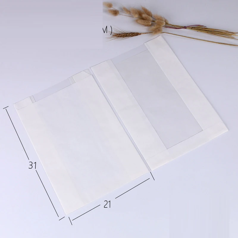 20pcs kraft paper bag with window Baking Packaging Donut Leisure Food bread bags Toast Bag Printed Package for Bakery