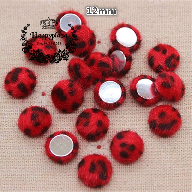 50pcs carino tessuto leopardo Hariy coperto bottoni rotondi giardino domestico Flatback Cabochon artigianato Scrapbooking fai da te