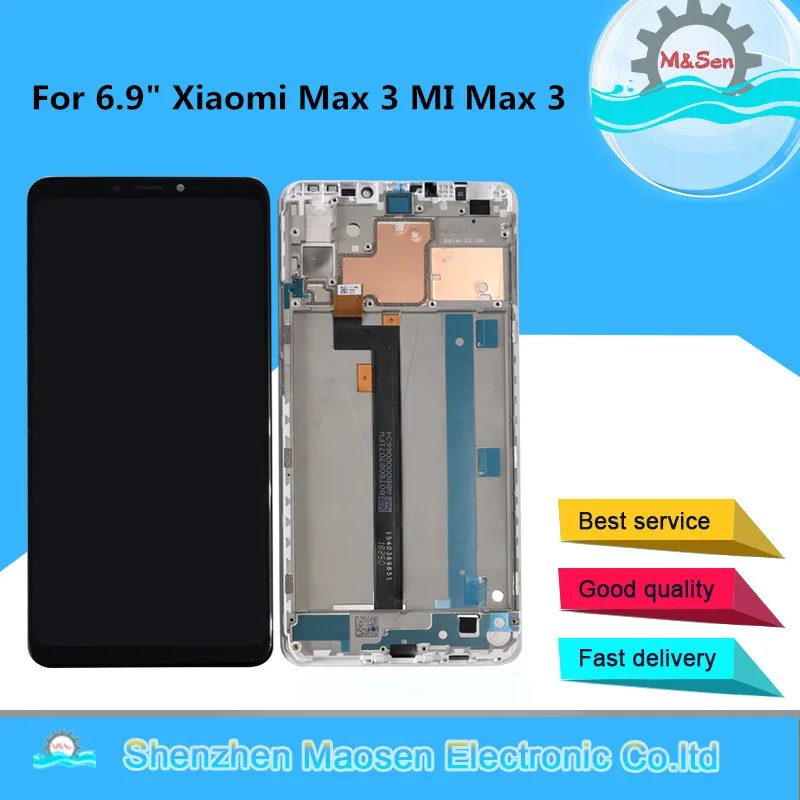 M & Sen-pantalla LCD Original de 6,9 pulgadas para móvil, Marco y digitalizador de Panel táctil para Xiaomi Max 3, MI Max3