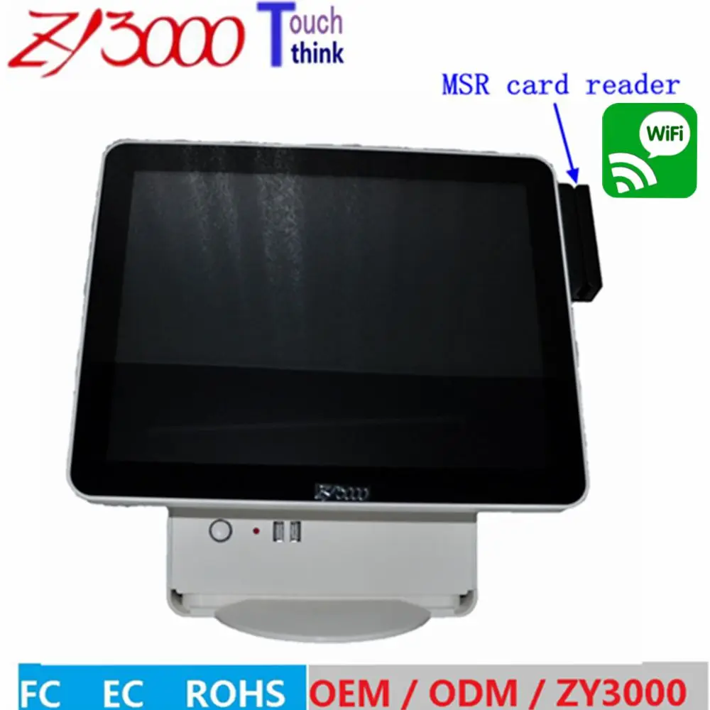 new stock I5 4310u DDR 8G Msata 128G SSD WIFI 15 inch capacitive touch Screen all in one POS Terminal With MSR card reader