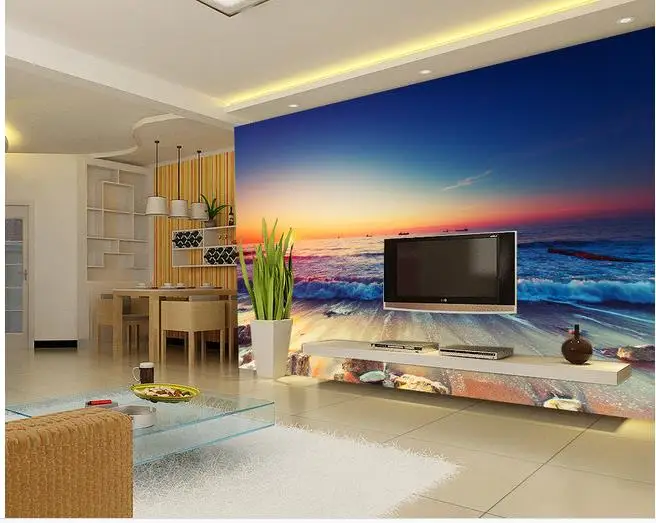 

3d customized wallpaper wall 3d wallpaper Sunrise seaside scenery backdrop custom 3d photo wallpaper living 3d wallpaper