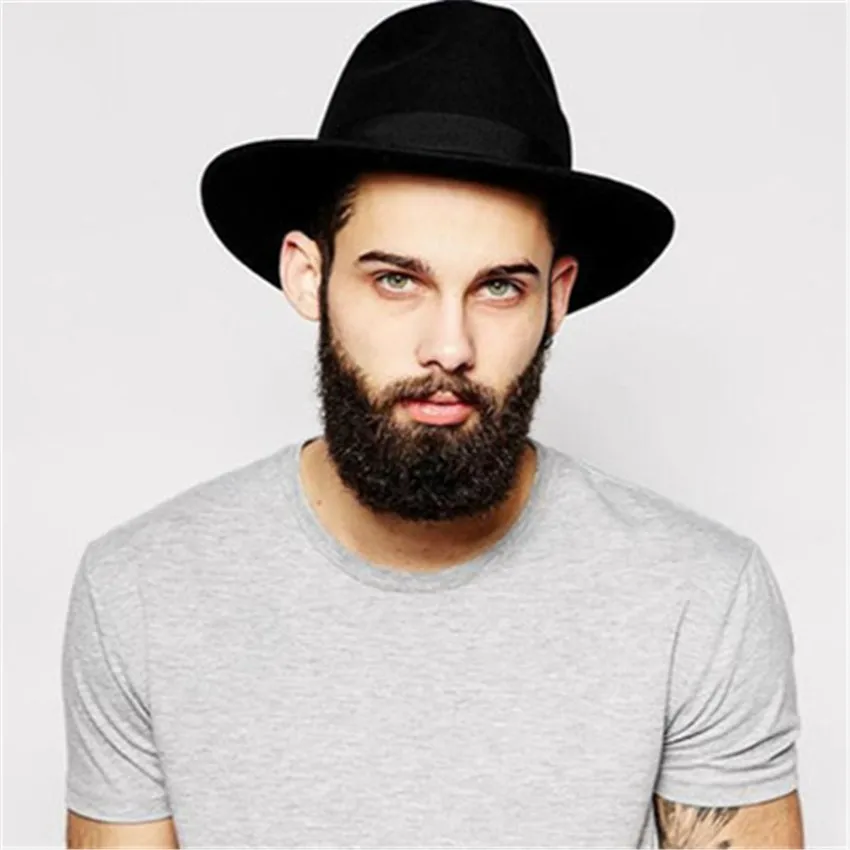 100% Wool Wide Brim Winter Autumn Men Floppy Felt Trilby Bowknot Fedora Hat For Gentleman Top Cloche Panama Hat