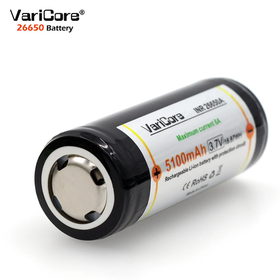 1-10PCS VariCore V-26D 26650 battery 3.7V Rechargeable  Li-ion battery not 18650 battery PCB Protection 8A discharge current.