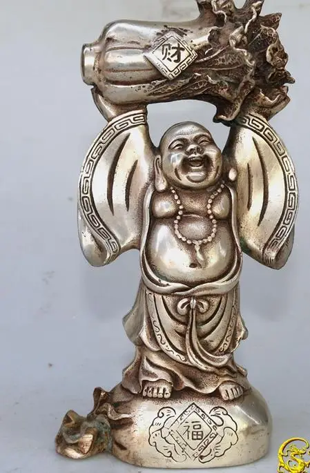 

Antique old QingDynasty silver statue /sculpture---Maitreya Buddha ,handmade crafts,Decorationcollection&adornment,Free shipping