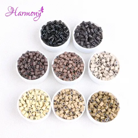 하모니 Plus1000pcs 3.4*3.0*4mm 헤어 마이크로 링 비즈 i 팁 헤어 익스텐션 구리 실리콘 튜브 8 색상 가능