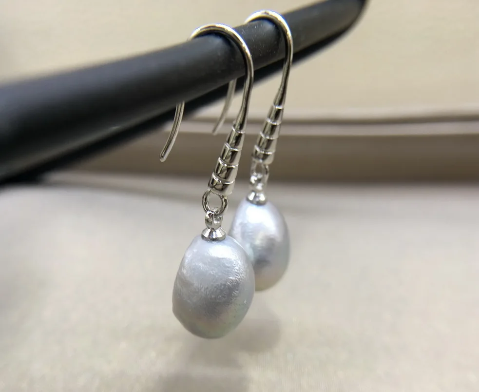 Grey Pearl Earrings Natural Freshwater Pearl Women\'s Silver Earrings Baroque Drop Earrings Women\'s Earrings