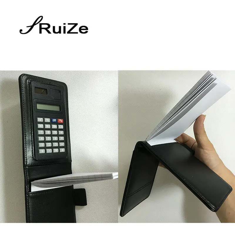 RuiZe Multifunction A7 Small Pockte Notebook Portable Notepad Office Business Planner Leather Cover Note Book with calculator