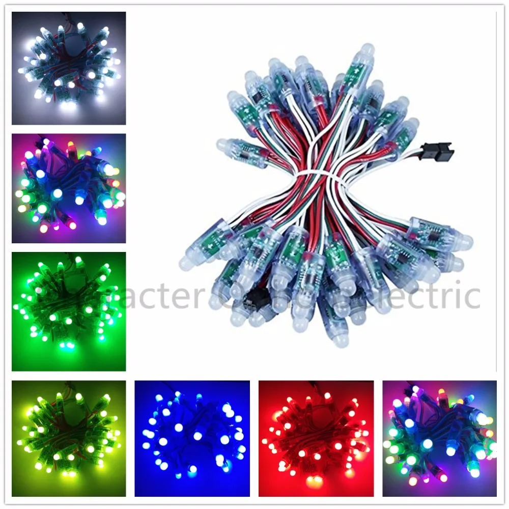 

50 шт./лот 12 мм WS2811 2811 IC RGB светодиодный модуль строка водонепроницаемый DC5V цифровой полноцветный светодиодный пиксельный светильник