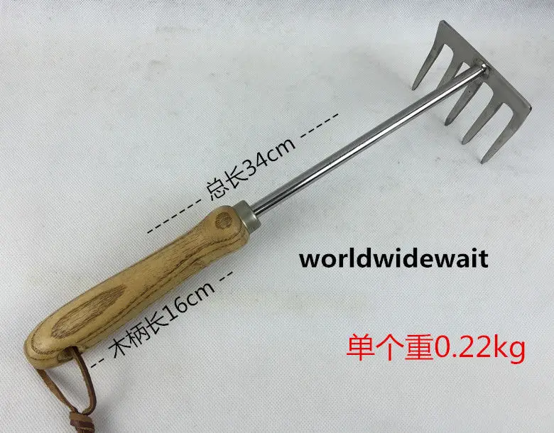 Stainless Steel  Five Teeth Harrow Garden Hand Tool