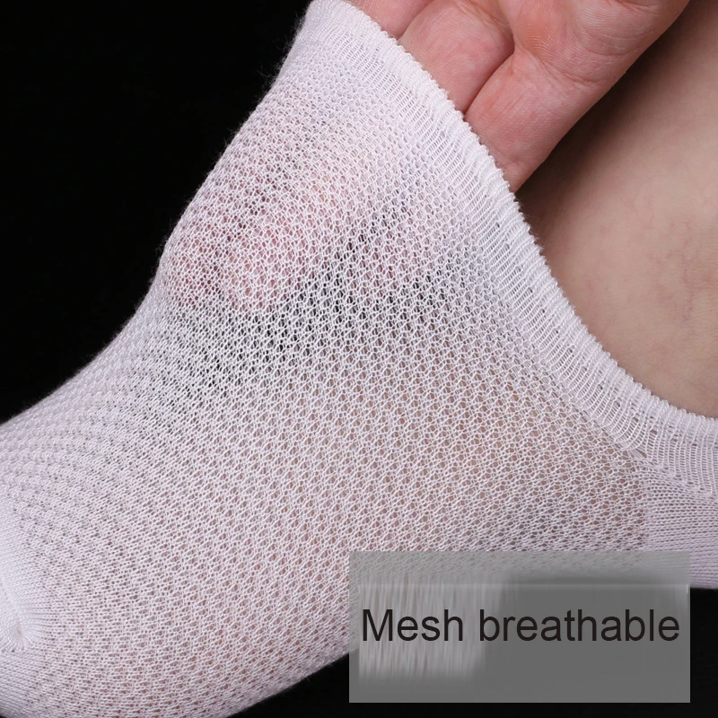 5 Pairs/Lot Summer Fashion Thin Mesh Bamboo Fiber Invisible Ankle Socks Men Light Silicone Anti-Skid Socks Deodorant Ship Socks