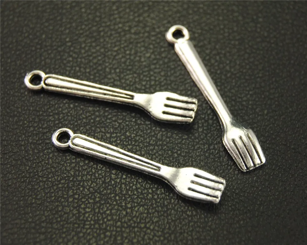 10pcs  Silver Color Tableware Spoon And Fork Charms DIY Jewelry Findings Accessories  A1923/A1924