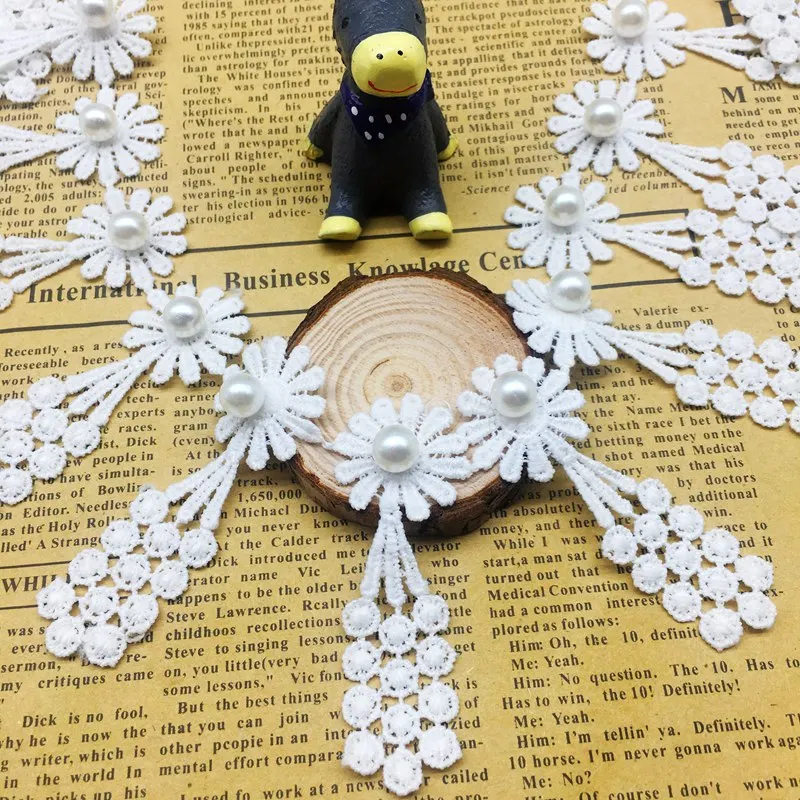 

20Pcs Daisy Flower White Embroidered Lace Fabric Trim Ribbon Applique Tassel Grape Handmade Sewing Craft For Costume Decoration