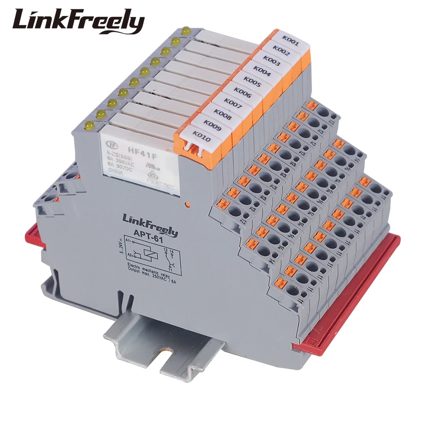 

APT-61 HF41F5-ZS 10pcs Plug-in Relay Module & Board Common Positive Pole Input 5VDC Output 6A/250VAC 30VDC Contact Voltage Relay