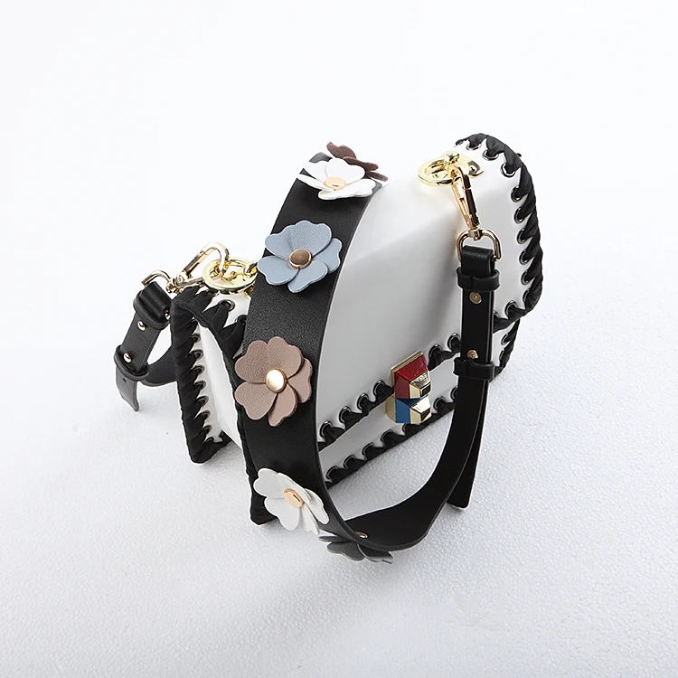 Strap you Flower women bag strap with leather  Female bag part Female handbag accessories Gifts bel Gold and silver