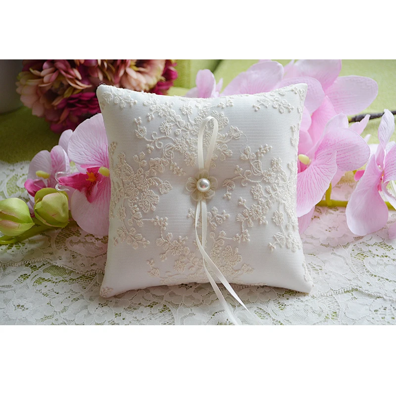 Top Quality Pink Lace Wedding Supplies Ring Pillow Flower Pincushion Rings Cushion Festive Party DIY Decorations Various Size