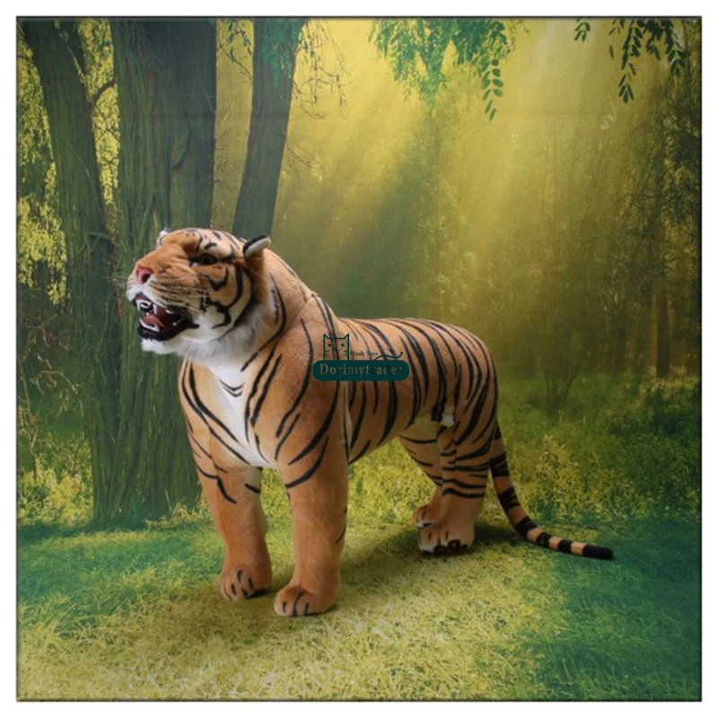 Dorimytrader Domineering Lifelike Tiger Standing Model Stuffed Soft Huge Emulational Animal Tiger Toy House Decoration DY60653