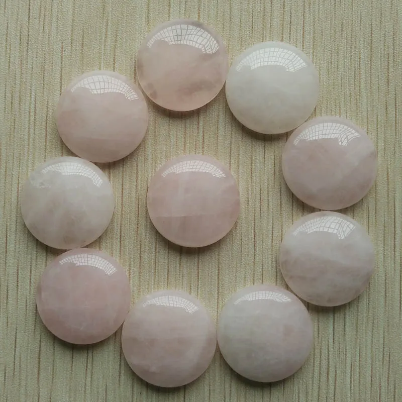 

Wholesale 20pcs/lot hight quality natural pink crystal stone round cabochon beads 25mm for jewelry Accessories making free