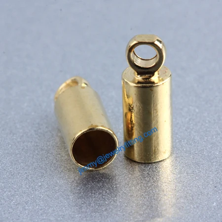 Jewelry findings raw brass End caps for laether cord end cap crimp beads 3.5*9mm