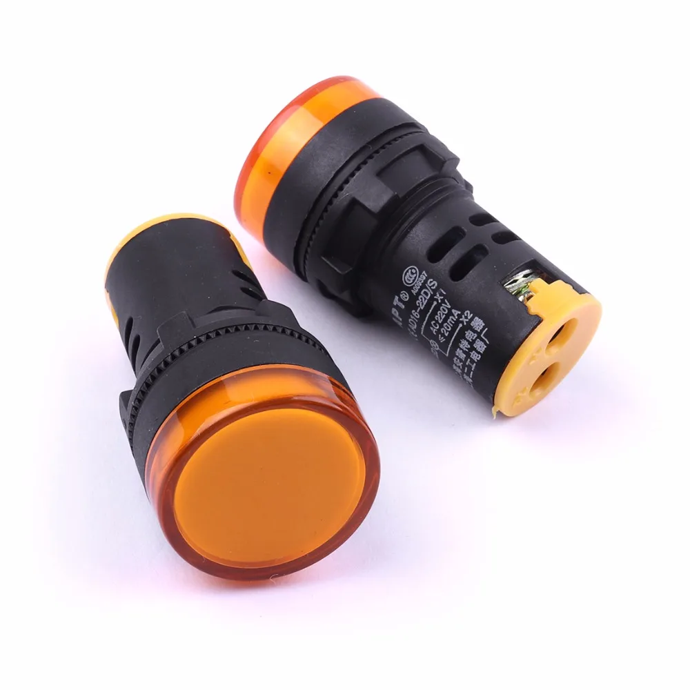 

1Pcs Hot Sale color Yellow AC 220V 22mm Signal Led Indicator Light Pilot Lamp Good Quality