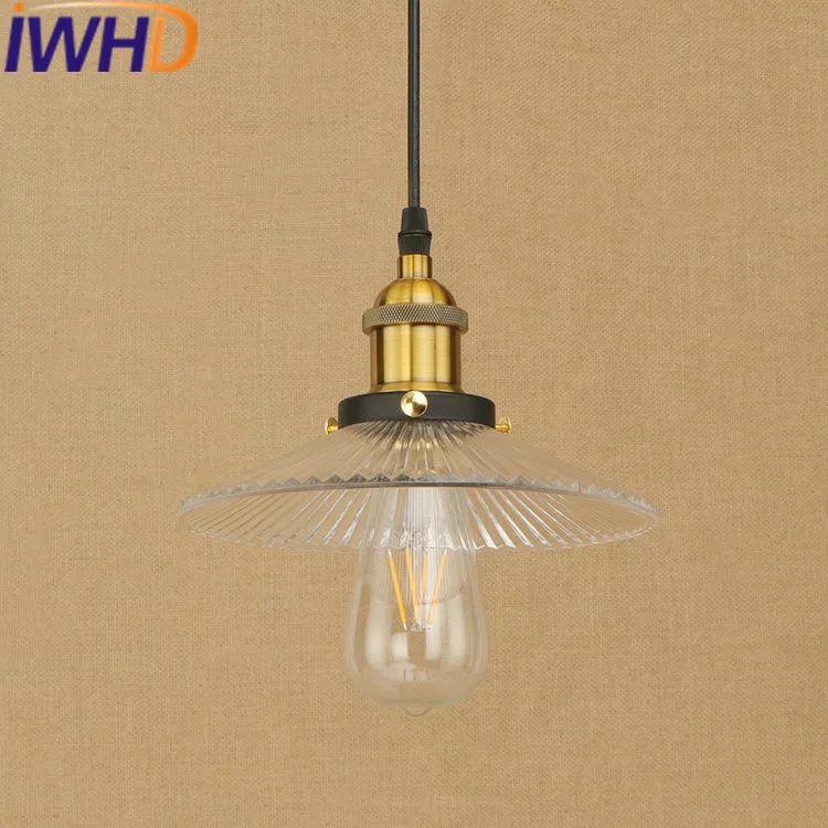 

IWHD American Style Iluminacion Glass Vintage Pendant Lights Loft Industrial Vintage Hanging Lamp Bedroom Kitchen Light Fixtures