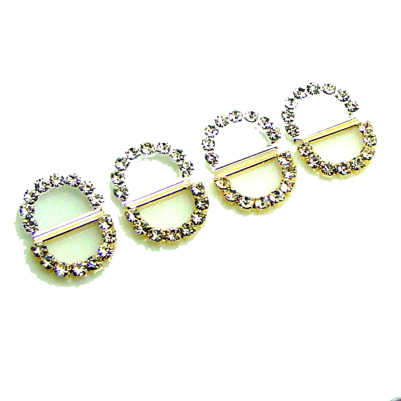 Wholesale New 10mm Bar Sparkling Silver or Gold Rhinestone D Ring Costume Buckle Garment Wedding Gift Ornament Accessoris 60pcs