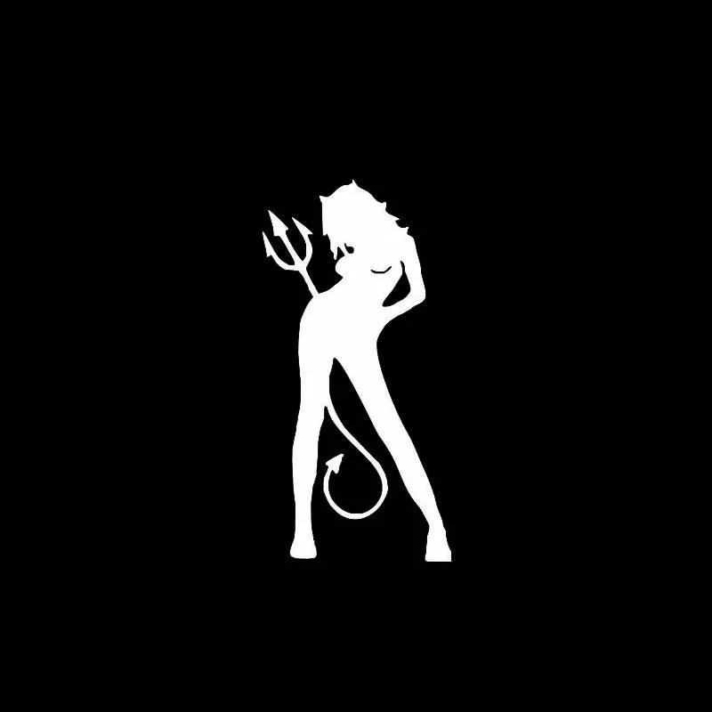 YJZT 12.7*6.3CM Naughty Sexy Demon Lady Vinyl Decal Fashion Design Car Sticker Black/Silver Zero Defect C20-0541