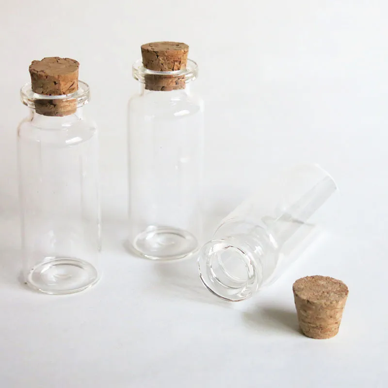 100 x 15ml Empty Glass Bottle with Cork 415cc Cork Stopper Clear Crimp Neck Glass Container Decorative Bottle Craft Bottle