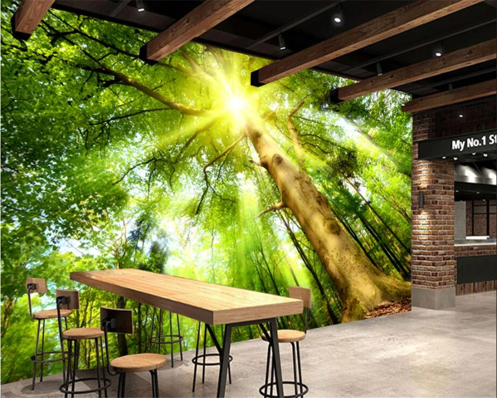 

beibehang Custom Wallpaper Home Decorative Mural Trees Trees Sunshine Green Nature 3D Backdrop Walls mural photo 3d wallpaper