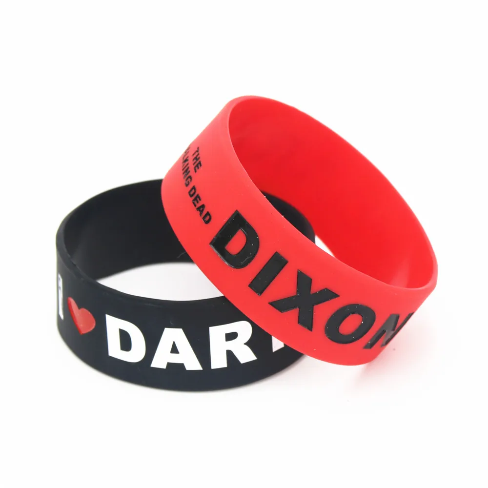 25PC I Love Daryl Dixon Silicone Wristband Wide Black Red The Walking Dead Rubber Bracelets&Bangles Reminder Gifts Jewelry SH113