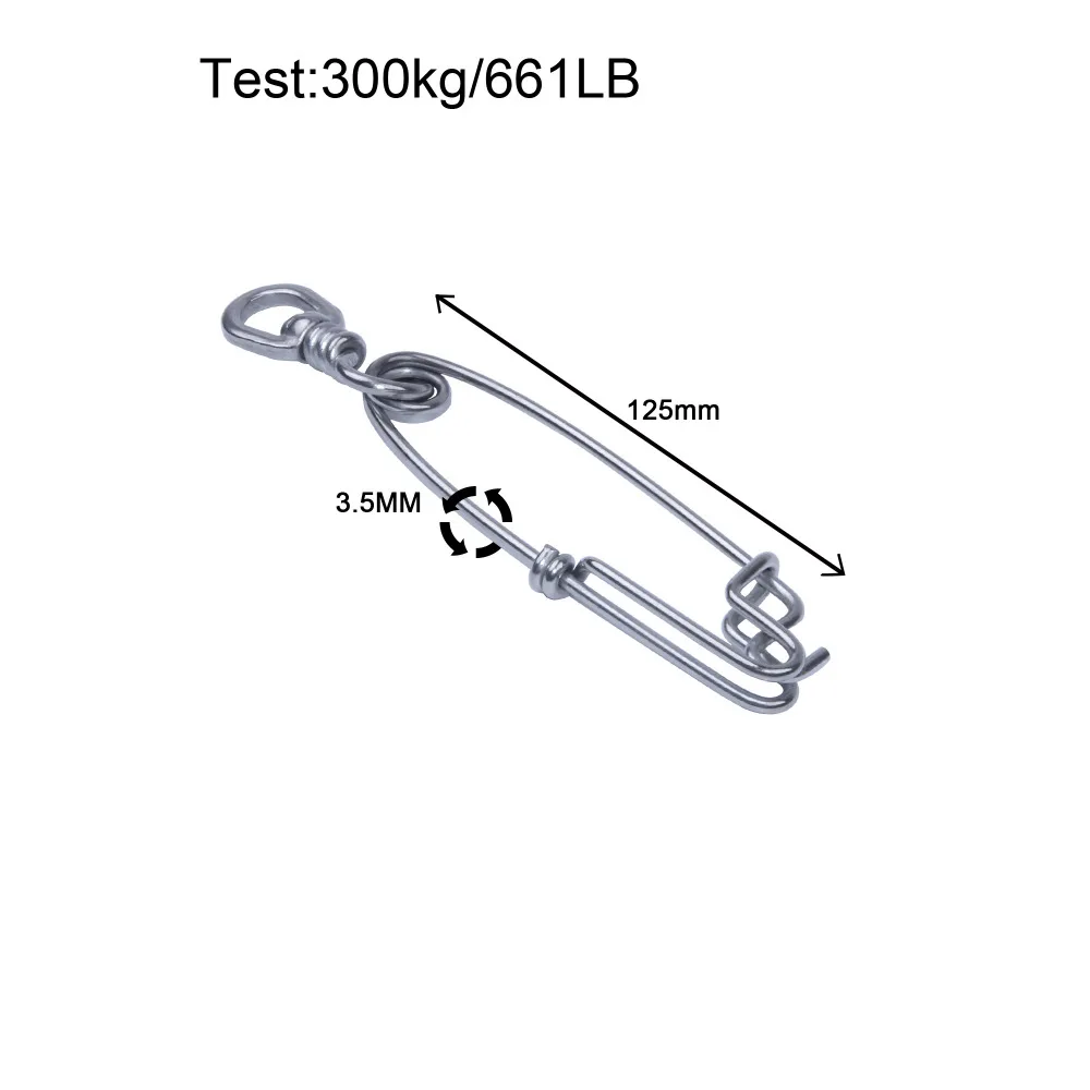 5/20Pcs Longline fishing snap clips 400/1100LB Stainless steel Tuna Jig trotline clips Fishing Swivels Fishing Connector tackle