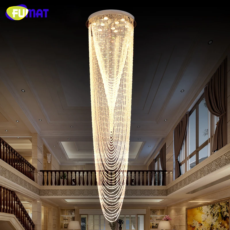 

FUMAT Modern Chandelier led light Staircase K9 Crystal Chandelier led lamp for Villa chandeliers Christmas decor Luxury Lustre