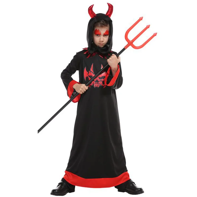 Kinder Jungen schwarzen Teufel Kostüm Weihnachten Karneval Halloween Ostern Geist Kostüm Kleidung Kinder Tod Cosplay Kleidung