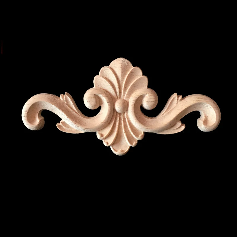 12*6cm Retro Decorative Wood Applique Wooden Carved Corner Onlay Applique Woodcarving Decal for Home Furniture Door Decor Crafts