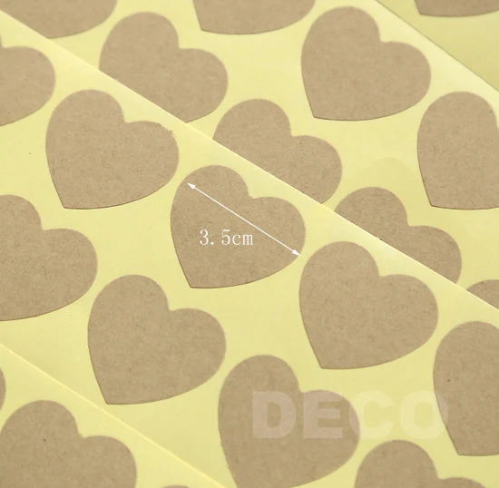 100pcs/lot Blank Peach Heart Kraft Gift Seal Sticker for handmade products Packing Stickers(ss-10)