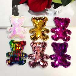 100pcs/lot sewing patch Shiny/Glittered Sequin Bear Padded Appliques for Bows wholesale