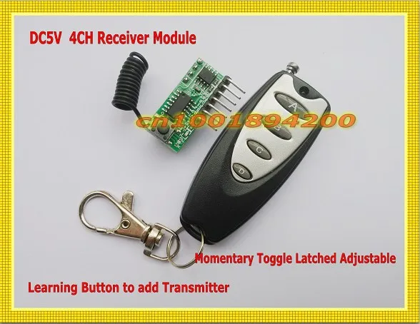 

DC5V 4CH RF Receiver Module with Transmitter Encoding Receiver Module 4CH TTL Output Learning Code Momentary Toggle Latched Mini