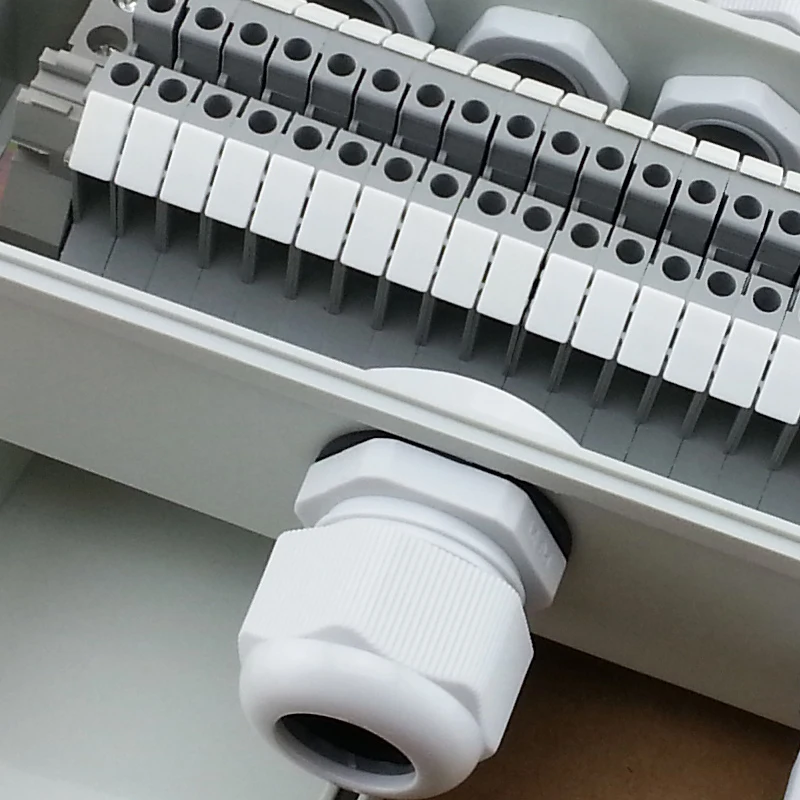 IP65 Waterproof Cable Junction Box 80*250*70mm two in six out with UK2.5B Din Rail Terminal Blocks