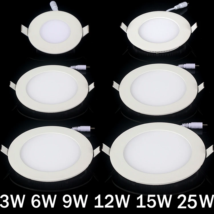 

Ultra thin led down light lamp 3w 4w 6w 9w 12w 15w 25w led ceiling recessed grid downlight slim round panel light free shipping