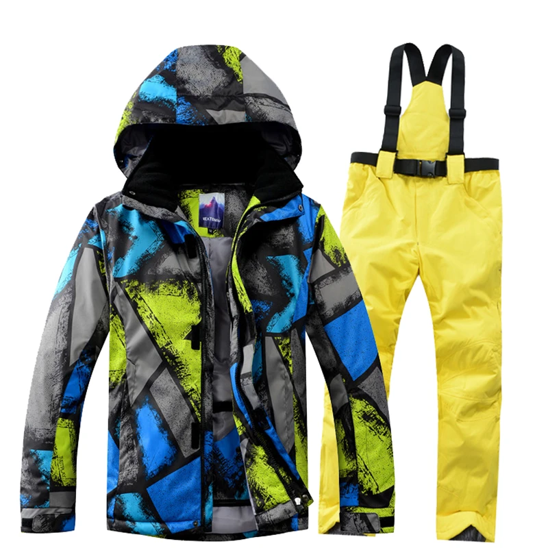 Winter Jacket+Pant Snowboard Men Waterproof Windproof  Climbing Thermal Snow Outdoor Mountaineering Coat Male Large Size