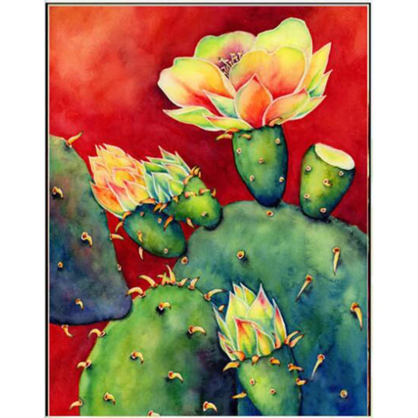 

Diamond Embroidery Cactus flowers Cross Stitch DIY Diamond Painting Full Diamond floral rhinestones Home decor WG1012