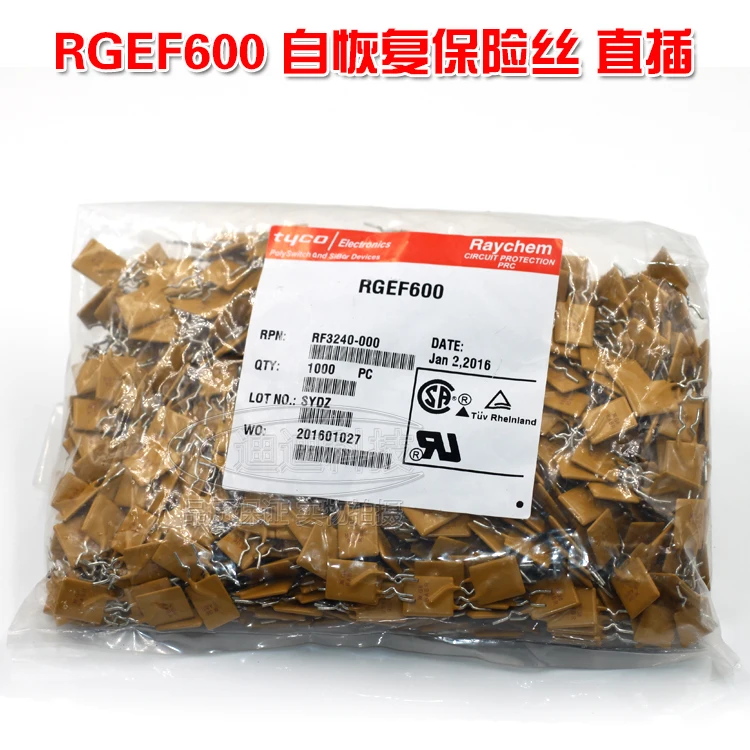 PPTC – fusible d'auto-récupération RGEF600 GF600, 16V 6A, Interpolation directe