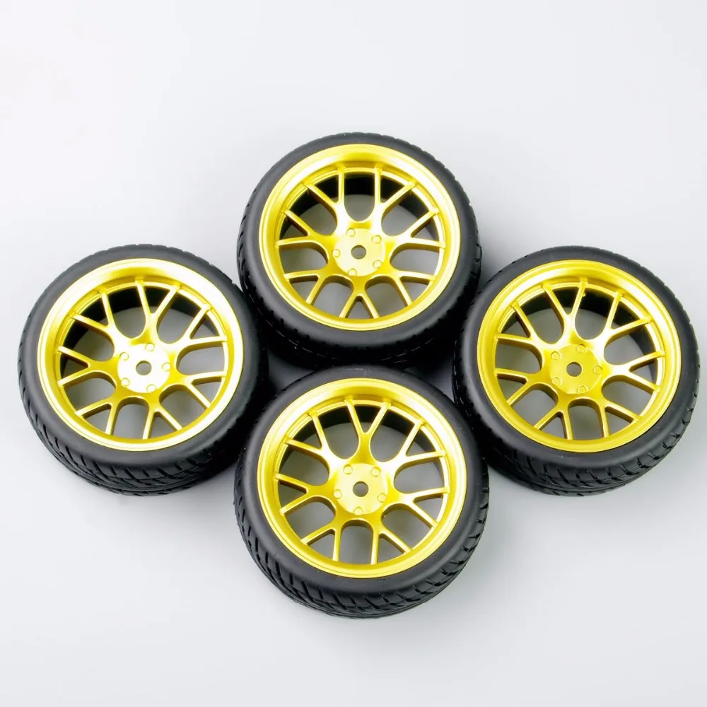 DHG+PP0150 4Pcs/Set 1:10 Scale Tires and Wheel Rims with 12mm Hex fit On-Road RC Car Accessories