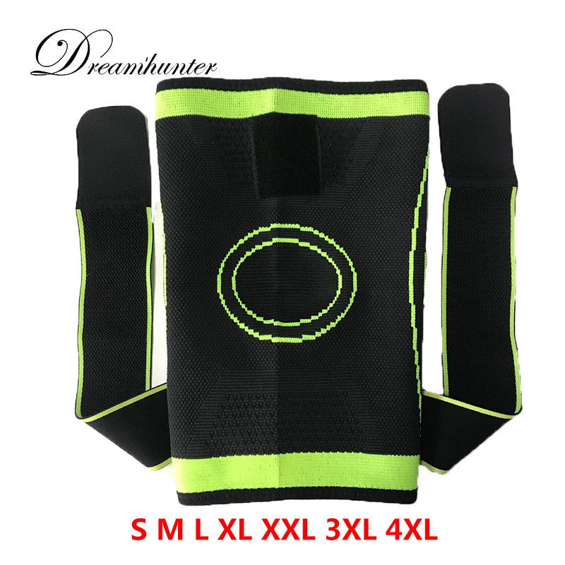 1PC 3D weaving basketball tennis hiking cycling knee brace support professional protective Straps Pressurized sport knee pad 4XL