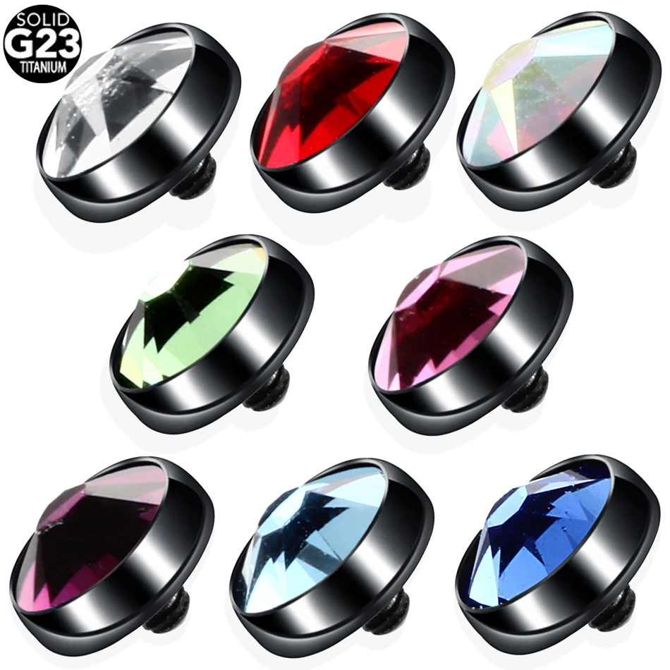 1PC G23 Titanium Micro Dermal Piercing CZ Gem Micro Dermal Anchor Crystal 4mm Top Piercing Surface Skinner Piercing Body Jewelry